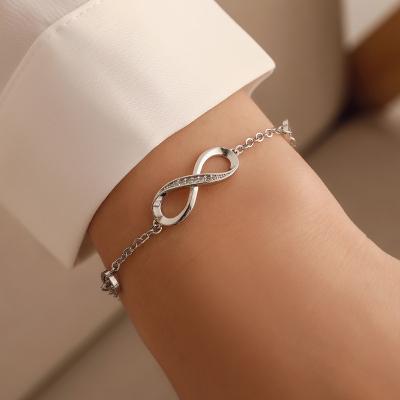 China Fashion Personal Hot Selling Simple Hollow Bracelet Diamond Infinite Symbol Fashion Peach Heart Bracelet Exquisite for sale