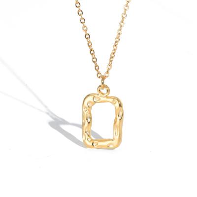 China CLASSIC Pvd 18k Gold Plated Simple Square Pendant Necklace For Woman Flower Coin Necklace Jewelry for sale