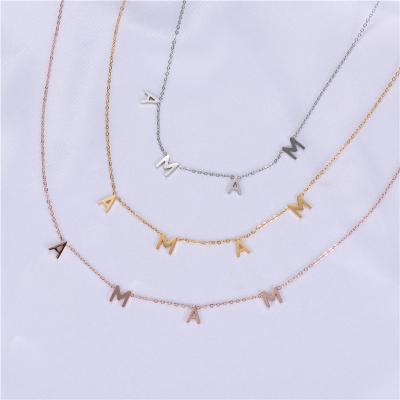 China CLASSIC Stainless Steel Mum Necklace Mothers Day Letter 18k Gold Plated Custom Jewelry Women Mum Necklace for sale