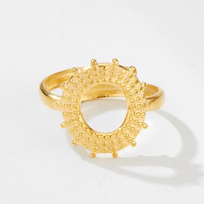 China TRENDY Fashion Jewelry 18k Gold Pvd Plated Stainless Steel Sunflower Rings For Women Mens Wedding Ring Set for sale