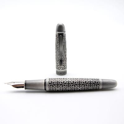 China High Quality Antique Silver Luxury Student Fountain Pen With OEM Logo Custom Design Gel Point for sale