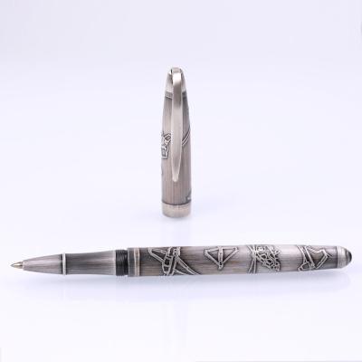 China Office & OEM Design Rollerball Pen Lingmo Luxury Antique Silver School Pen With Custom Logo for sale