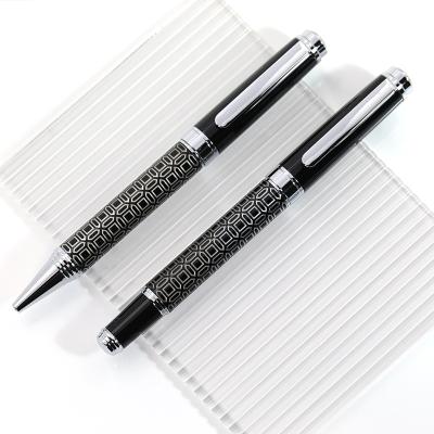 China Office & Luxury School Pen Shanghai Lingmo Classic Black Carbon With Custom OEM Logo Metal Ballpoint Pen for sale