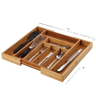 China Modern Buffet Barrel Dedicated Bamboo Expandable Tableware Storage Kitchen Drawer Storage Box for sale