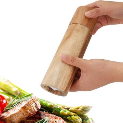 China Sustainable Wood Grinder Mill Product Wooden Salt Pepper Grinder Customized Logo And Package for sale