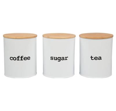 China Factory Supply Amazon Hotsale Viable Tea Sugar Storage Jars Canister Coffee Set For Kitchen Wooden Lid for sale