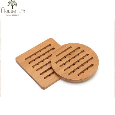 China Healty Houselin Natural Bamboo Anti-Slip Wooden Tripod,Standard Size Coffee Dish,Pot,Bar Dining Table Place Cork Mat For Baby Kids Material for sale