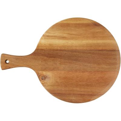 China Home Wholesale Premium Round Wooden Dish Kitchen Pizza Skin Paddle Shovel Bamboo Spatula Pizza Cutting Serving Board for sale