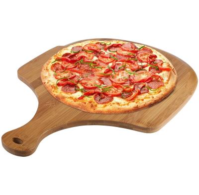 China Houselin Sustainable Wooden Bamboo Pizza Skin Paddle Spatular Cutting Board Perforated Handle For Home Restaurant Kitchen Tools for sale