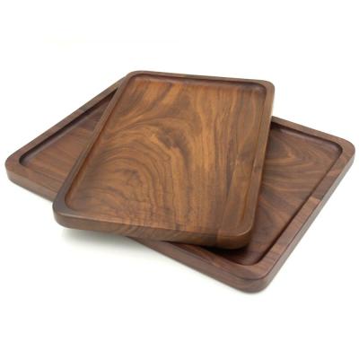 China Nontoxic ; Walnut Wood Food Safety Food Serving Tray Healthy Breakfast Bed Tray With Handles Serving Wholesale Bamboo Tray For Coffee Table Butler for sale