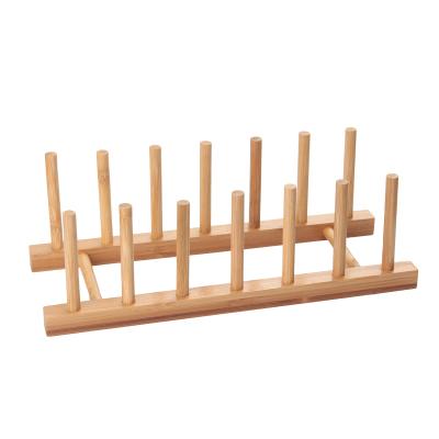 China NON-TOXIC Bamboo Wooden Kitchen Dish Drainer Holder Utensil Rack Storage Organizer Professional Wooden Diapay Dessert Dish Dryer for sale