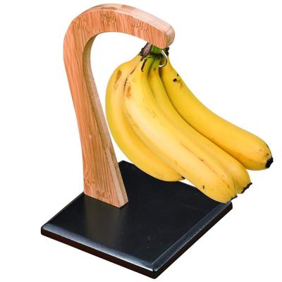 China Kitchen Tableware Sustainable Holder Houselin Rubber Wooden Banana and Grape Stand Fruit and Vegetable Hanger Earphone Solid Wood Holder for sale