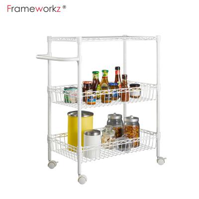 China 3 Tier Adjustable Height Metal Wire Shelving Kitchen Storage Cart Sustainable Cart for sale