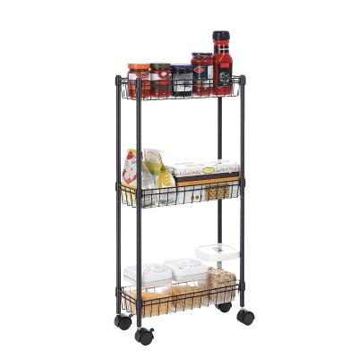 China Sustainable Amazon hotselling 3 Tier Wire Shelving Unit Storage Cart Slim Cart for sale