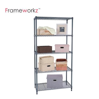 China Miltifuctional NSF Certified 5 Tier Adjustable Kitchen Storage Shelf Wire Shelving Unit for sale