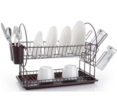 China Saled Kitchen Accessories Storage Metal Kitchen Viable Hot Dish Dish Drainer With PP Tray Stainless Steel Dish Drying Rack for sale