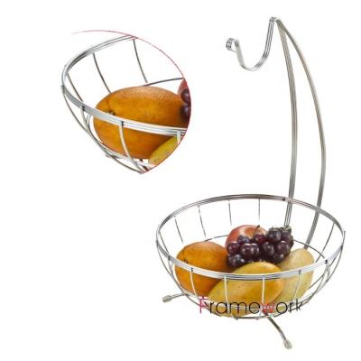 China Sustainable Makeup Organizer/Food Storage /Kitchen/Decorative Modern Design Chrome Plated Metal Wire Fruit Baskets Made In China for sale