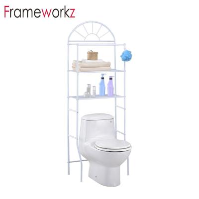 China Traditional 2 Layer Bathroom Storage Shelf Above Toilet Rack Shelf Toilet Storage Rack for sale