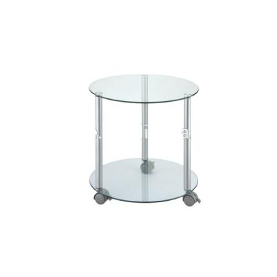 China Modern 2 tier round glass shelf with wheels/glass table shelf/2 tier glass trolley for sale