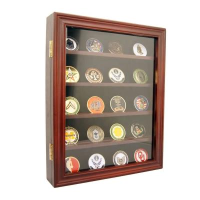 China Expandable Military Wooden Challenge Coin Display Case Coin Display Storage Box for 10 Coins for sale