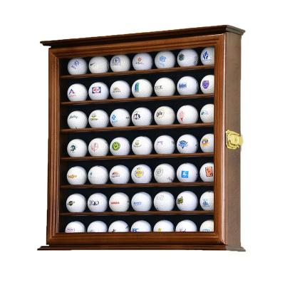 China Modern High Quality Wood 3d Deep Black Custom Art 3d Lockable Golf Ball Display Case Cabinet Wall Mount Rack 98% UV Lockable 98% UV for sale