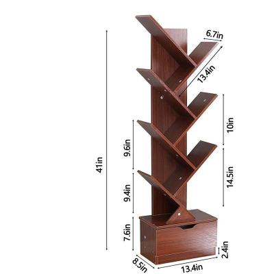 China Adjustable (Height) Customize Diy Industrial Wood Ladder Tree Shape Leaning Shelf for sale