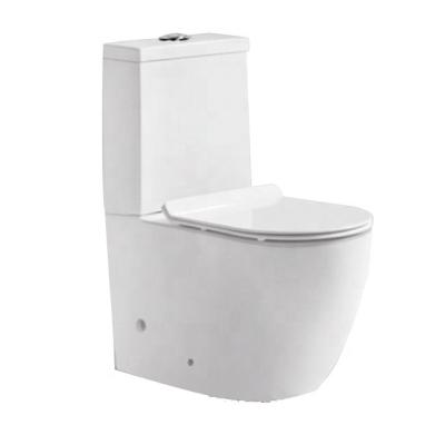 China Australia WaterMark Europe CE Double-Flux Toilet Back To Rimless Ceramic WC Two-Piece Sanitary Ware Wall P-Trap Flush for sale