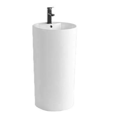 China Floor Mount Hotel White Ceramic Sink Easy Clean Sanitary Ware Out Of Door Factory Price Single Hole Hand Wash Modern Single Pedestal Sink for sale