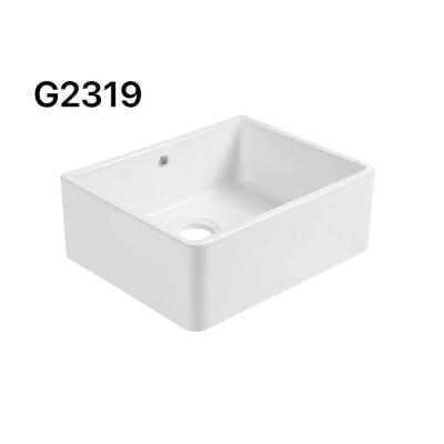 China Without Faucet Kitchen Sink Accessories Style Newest Modern Design Outdoor High Quality Ceramic Single Bowl Under Mount Basin for sale