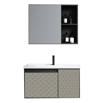 China Durable Luxury Aluminum Furniture Double Basin Mirror Vanity Storage Bathroom Cabinet for sale