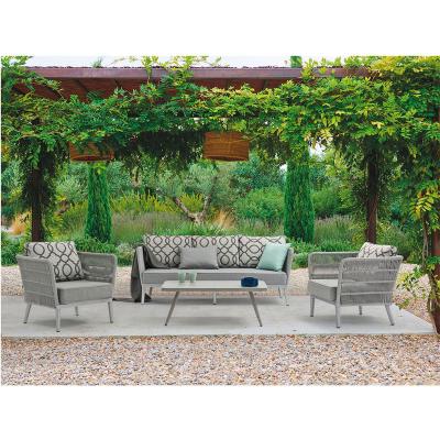 China Tophine regular modern outdoor furniture luxury wicker aluminum cord 4 piece gadern sofa sets for sale