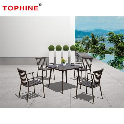 China TOPHINE Garden Furniture Table Four Chairs Eco-Friendly Outdoor Aluminum Metal Patio Resonant Sets for sale