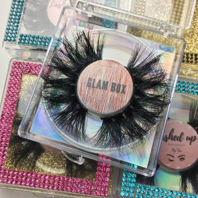 China Full Strip 25mm Long Natural Hand Made Thick Mink Lashes 25mm Hot Pink Lint Box Siberian 25mm Mink Lint Lint for sale