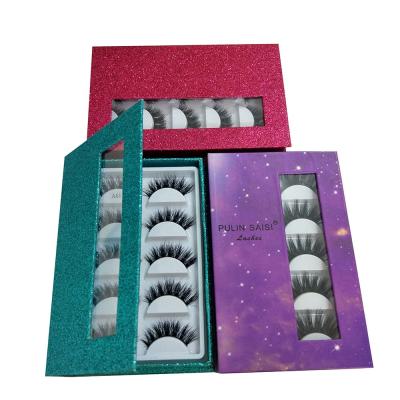 China Delicate Eyelashes 5 Pairs Long Part Thick Cross Black Strip False Eyelashes False Eyelashes Long Lasting Eyelash Extension for sale