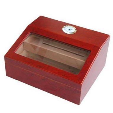 China Glasstop Wooden Beveled Display Cigar Box Solid Cedar Wood Humidor for sale