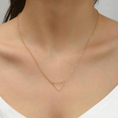 China Europe and America Vintage Women Jewelry Fashion Geometric Minimalist Gold Plated Triangle Necklace for sale