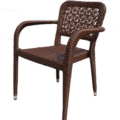 China High Quality Restaurant Hotel Dining Area Garden Patio Stacking Synthetic Rattan Armchair With Flower Pattern for sale