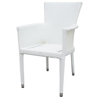 China High Quality Stacking Outdoor Plastic Restaurant Hotel Dining Area Garden Rattan Cafe Chair In White Color for sale