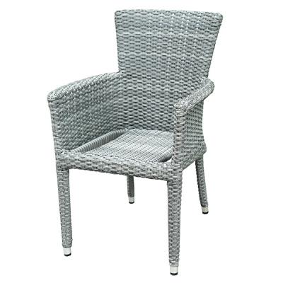 China Restaurant Hotel Dining Area Garden Patio Aluminum Frame Bistros Furniture Outdoor Stacking Synthetic Wicker Chair for sale