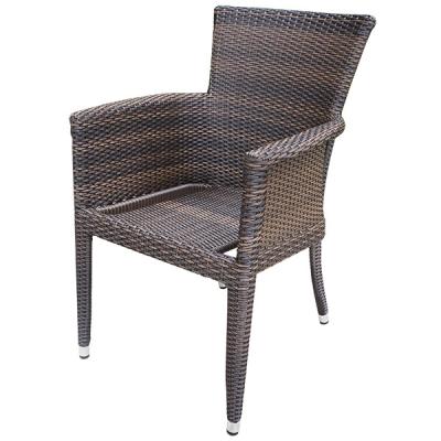 China Restaurant Hotel Dining Area Garden Patio Balcony Stacking Rattan Restaurant Furniture Chair In Brown Color for sale