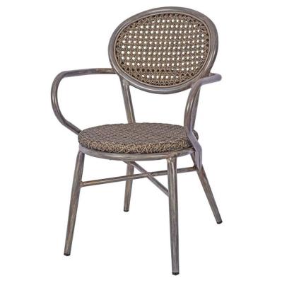 China Modern Traditional Garden Restaurant Rattan Furniture Restaurant Chair in Gray Rattan Color for sale