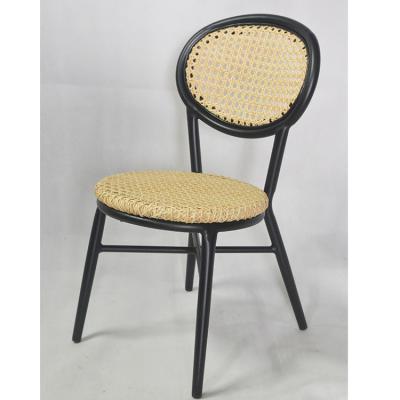 China Modern Patio Black Color Plastic Rattan Dining Furniture Cafe Side Chair for sale