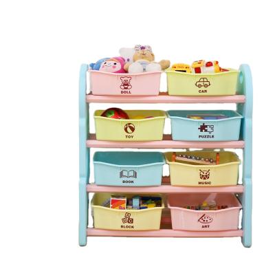 China Hot Selling Cheap Custom Multilayer Plastic Modern Toy Storage Shelf for sale