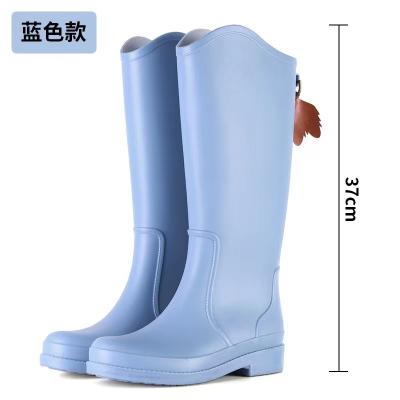 China Customized Raincoats Fashion High Barrel Solid Color PVC Waterproof Anti-slip Rain Boots For Ladies for sale