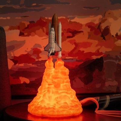 China Creative Led Rocket Space Shuttle 3d Illusion Night Table Lamp Eco-friendly Christmas Gift Kid Decor for sale