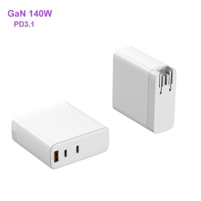 China Fast Mobile Phone and Laptop QC 140W Gan Fast Charger Type C PD3.1 Charging AC Wall Adapter For Pro Notebook Usb C Travel Charger for sale