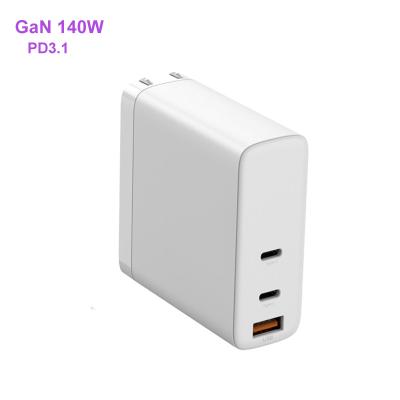 China Mobile Phone and Laptop 140W High Power Gan Quick Travel Charger 3 Ports Usb C Ports 140W Gan Usb C Power Fast Charging Adapter for sale