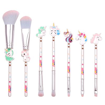 China Anime Makeup Brush Amazon 7 Make Up Girls Gift Set Beauty Metal Anime Silver Wrapping Brush for sale