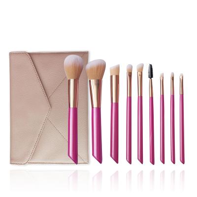 China Custom Made Makeup Brush Set Hot Selling Luxury Wood 9 Pieces Beauty Private Label Rose Custom Makeup Brush Set for sale