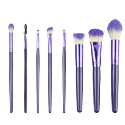 China 8 Piece Makeup Brush Set High Quality Private Label Vegan Synthetic Purple 8 Piece Makeup Brush Set for sale